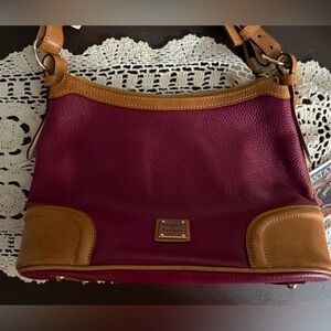 Dooney & Bourke Wine and Tan Leather Shoulder Bag